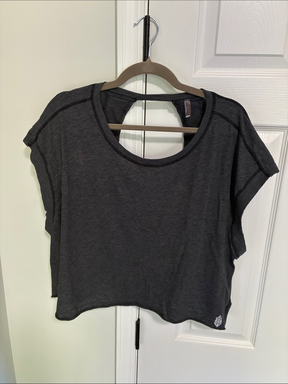 Free People Charcoal Gray Cropped Tee